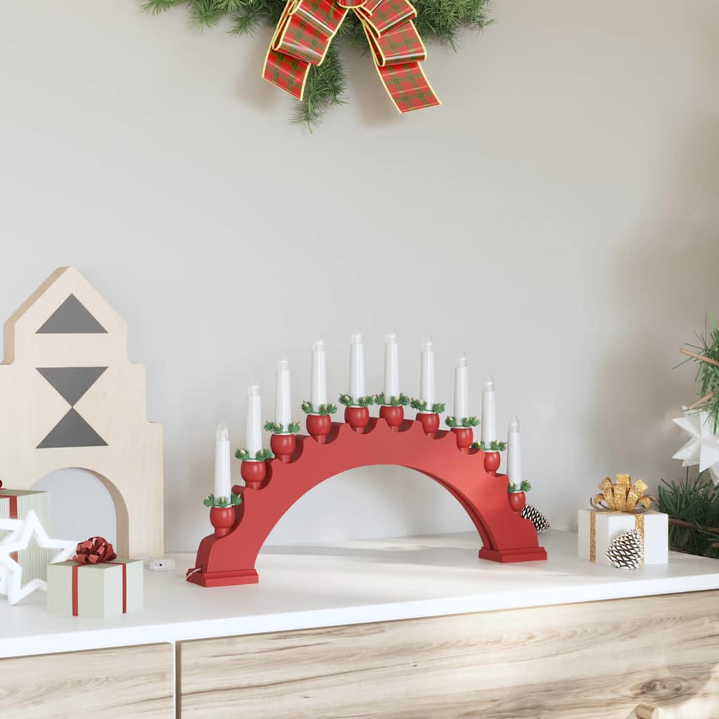 Weihnachtskerzenbogen mit 10 LED Kerzen Rot 47 x 5 x 29 cm