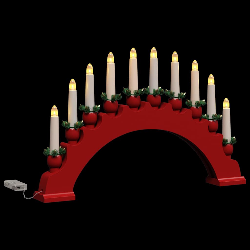 Weihnachtskerzenbogen mit 10 LED Kerzen Rot 47 x 5 x 29 cm