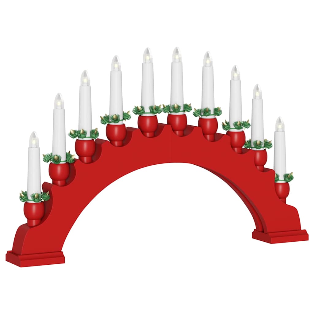 Weihnachtskerzenbogen mit 10 LED Kerzen Rot 47 x 5 x 29 cm