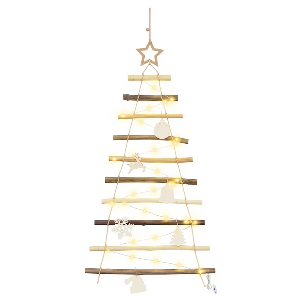 Weihnachtsbaum mit 30 LEDs Natur 90 cm Massives Eschenholz