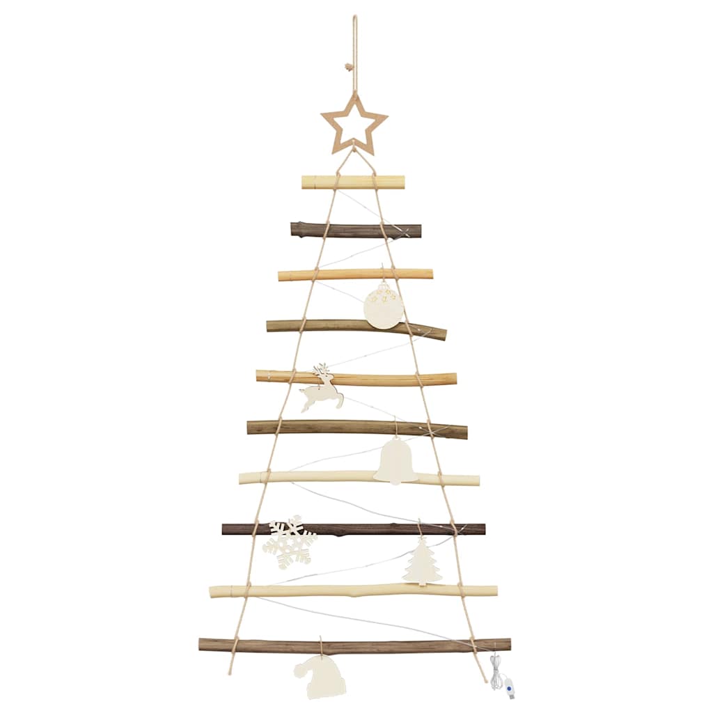 Weihnachtsbaum mit 30 LEDs Natur 90 cm Massives Eschenholz