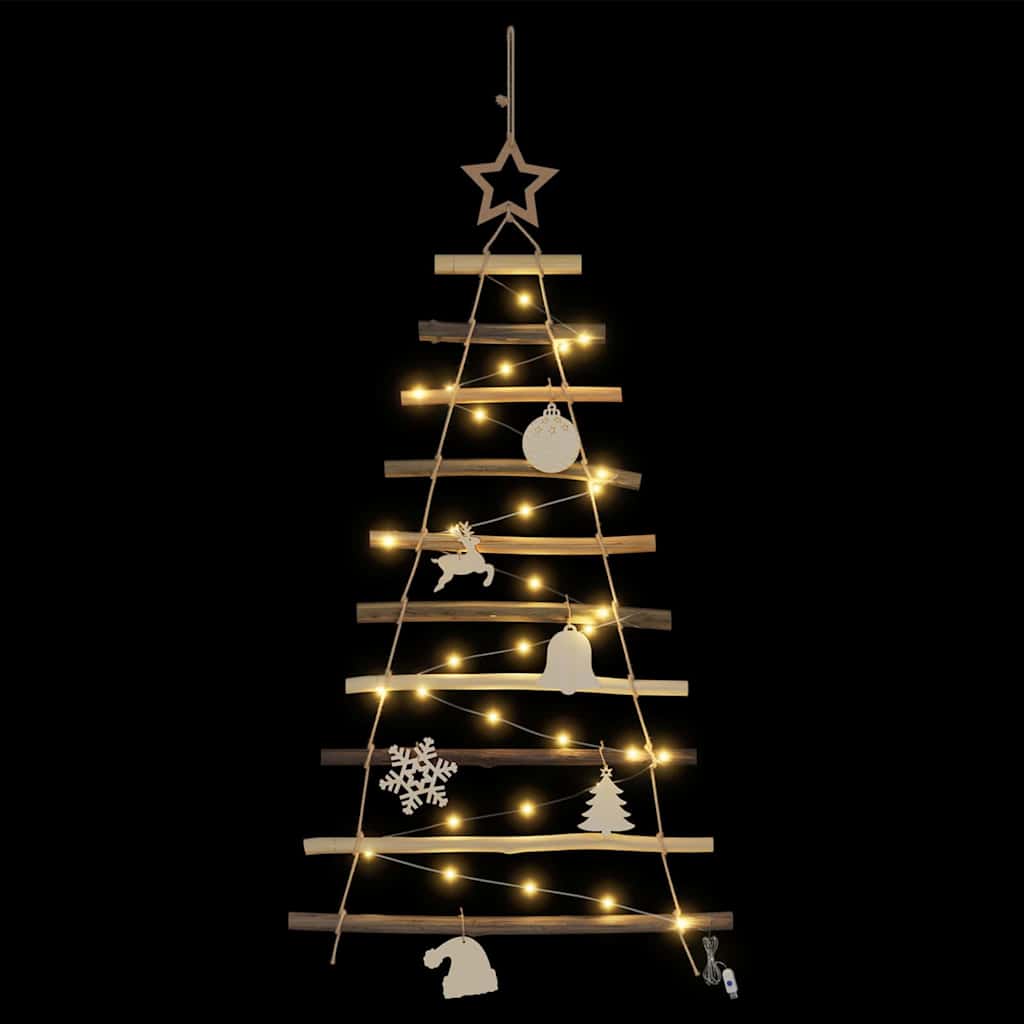 Weihnachtsbaum mit 30 LEDs Natur 90 cm Massives Eschenholz