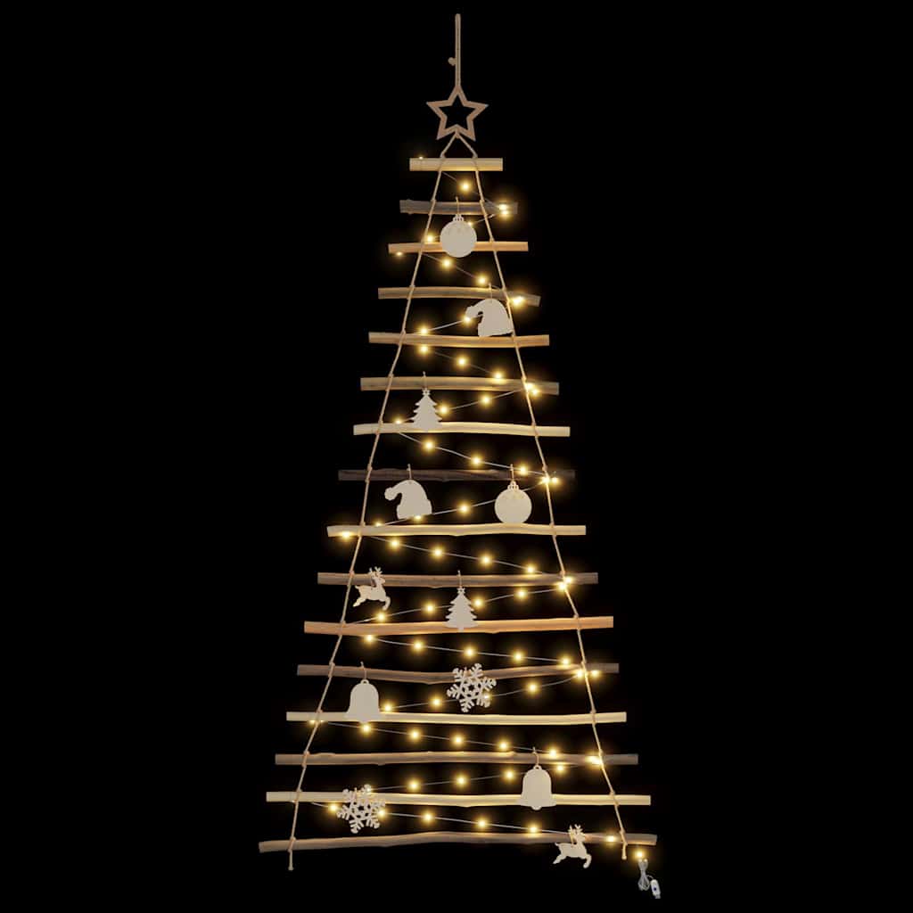 Weihnachtsbaum mit 50 LEDs Natur 120 cm Massives Eschenholz