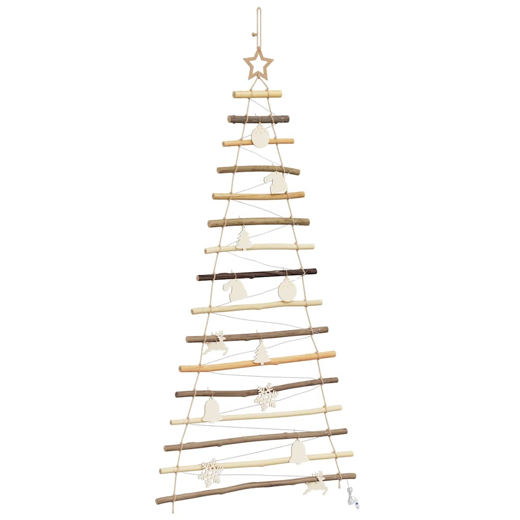 Weihnachtsbaum mit 80 LEDs Natur 150 cm Massives Eschenholz