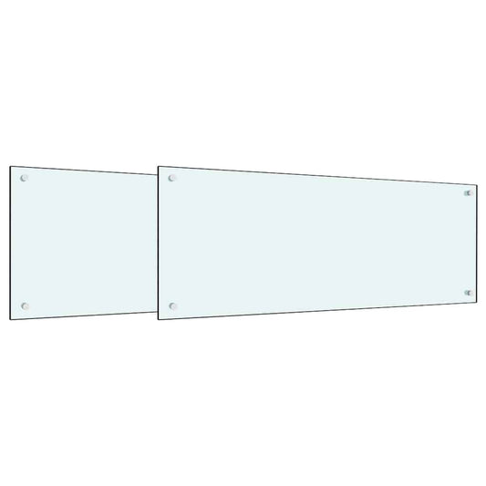 Küchenrückwand 2 pcs Weiß 100 x 40 cm Gehärtetes Glas