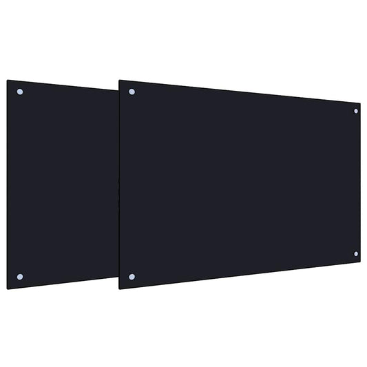 Küchenrückwand 2 pcs Schwarz 90 x 60 cm Gehärtetes Glas