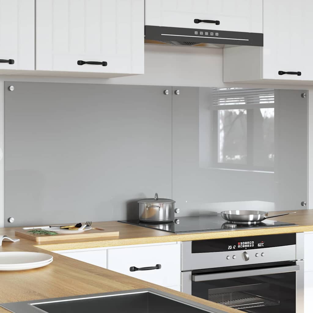 Küchenrückwand 2 pcs Hellgrau 80 x 60 cm Gehärtetes Glas