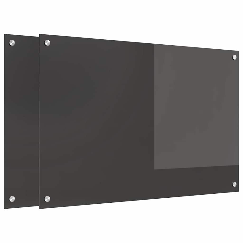 Küchenrückwand 2 pcs Dunkelgrau 90 x 60 cm Gehärtetes Glas