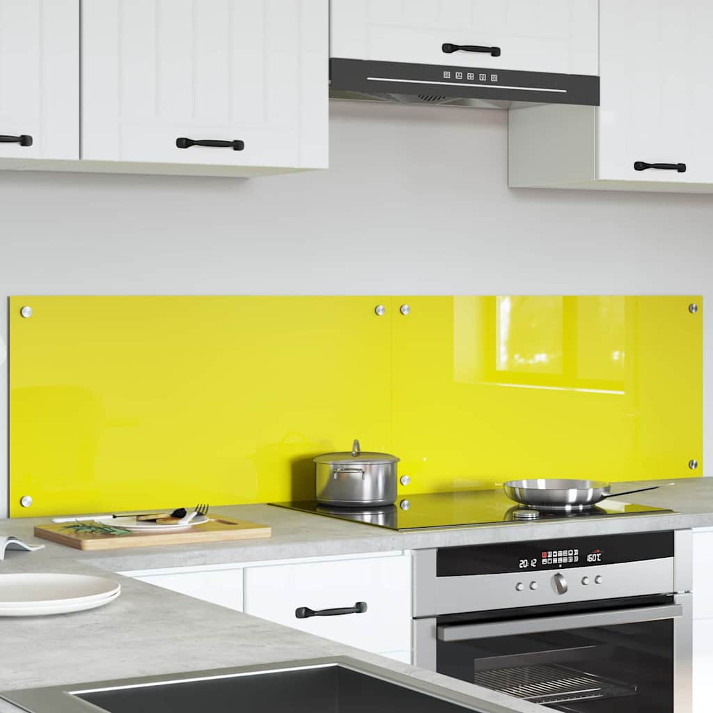 Küchenrückwand 2 pcs Gelb 80 x 40 cm Gehärtetes Glas