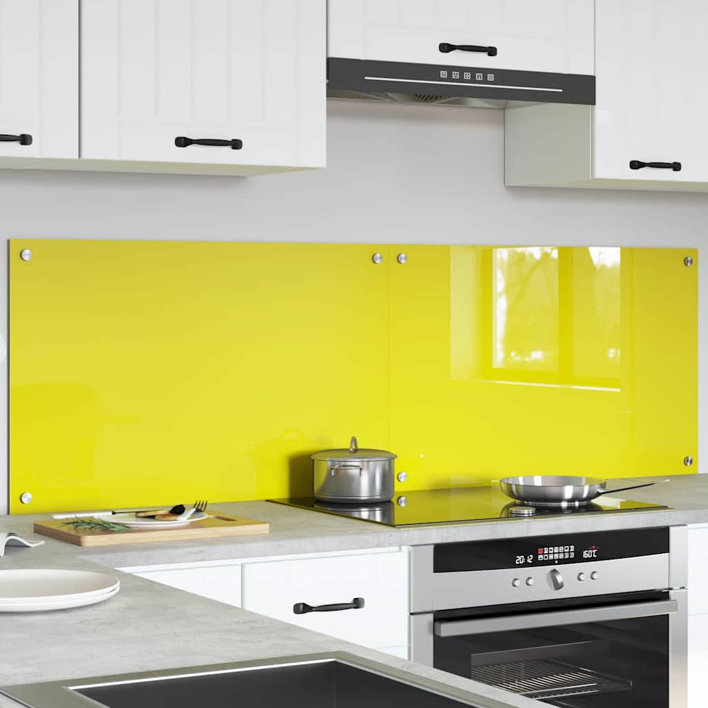 Küchenrückwand 2 pcs Gelb 80 x 50 cm Gehärtetes Glas