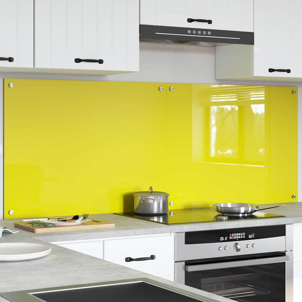Küchenrückwand 2 pcs Gelb 80 x 60 cm Gehärtetes Glas