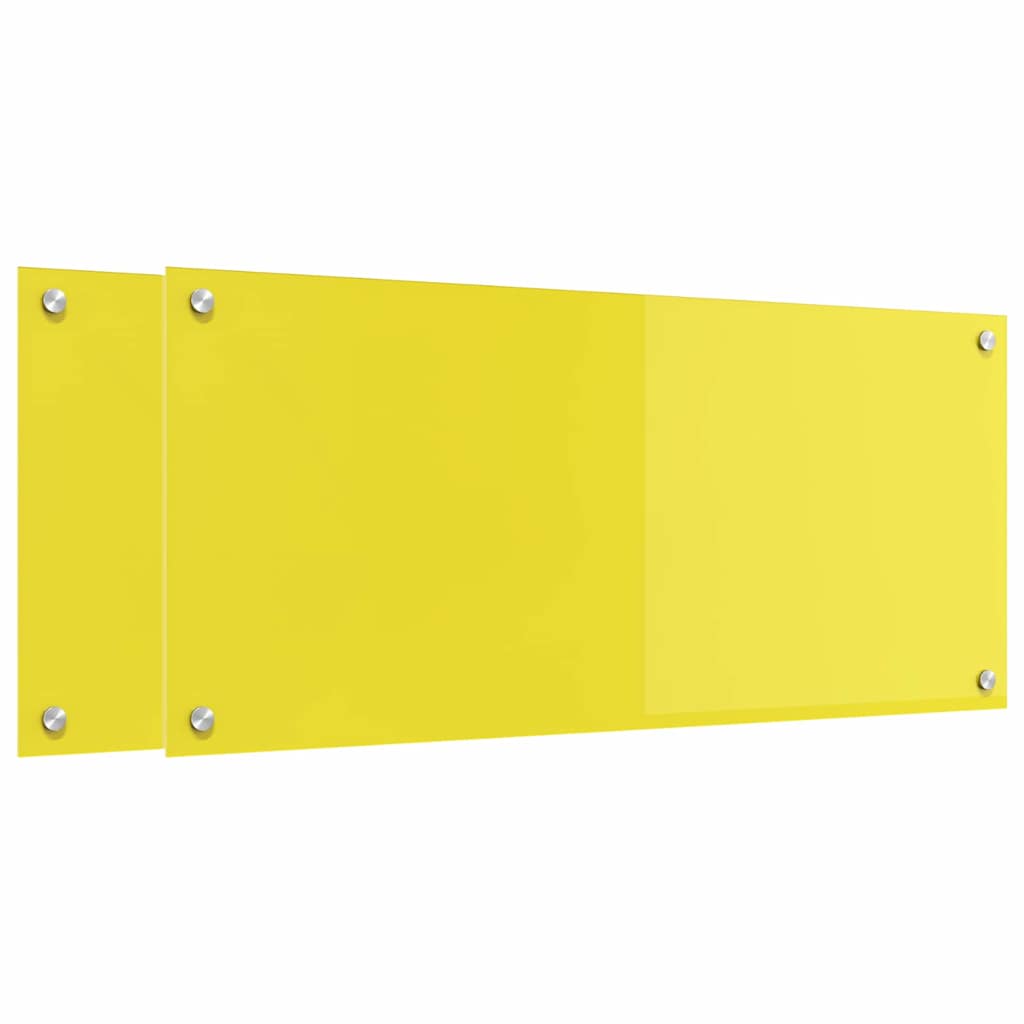 Küchenrückwand 2 pcs Gelb 90 x 40 cm Gehärtetes Glas