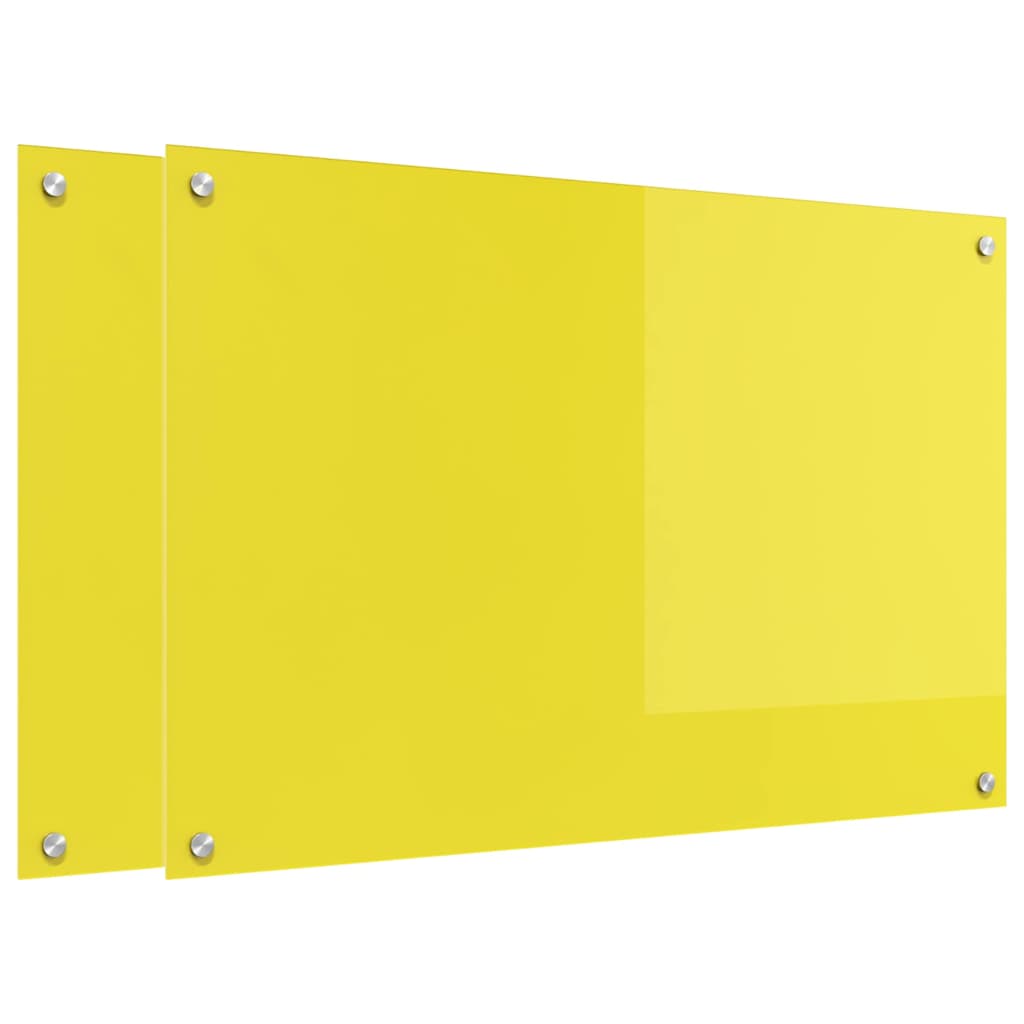Küchenrückwand 2 pcs Gelb 90 x 60 cm Gehärtetes Glas