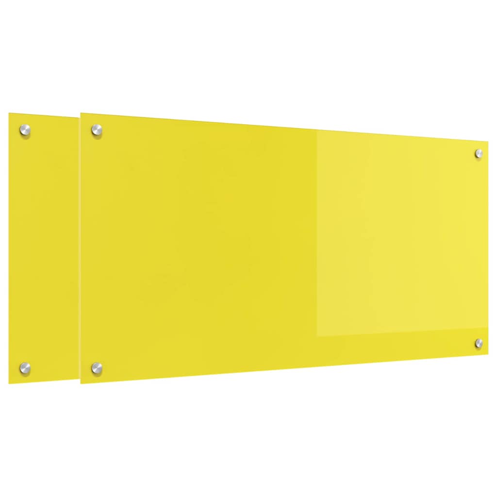Küchenrückwand 2 pcs Gelb 100 x 50 cm Gehärtetes Glas