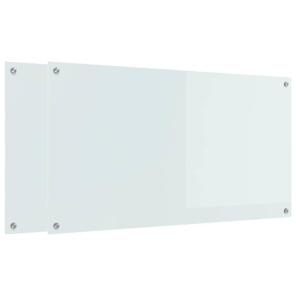 Küchenrückwand 2 pcs Weiß 110 x 60 cm Gehärtetes Glas