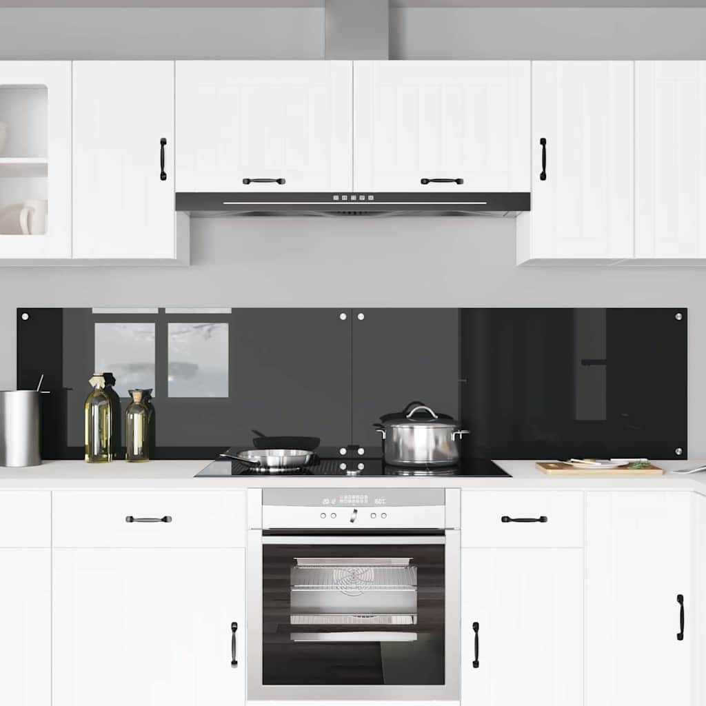 Küchenrückwand 2 pcs Schwarz 110 x 50 cm Gehärtetes Glas