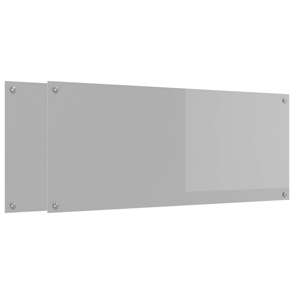 Küchenrückwand 2 pcs Hellgrau 120 x 50 cm Gehärtetes Glas
