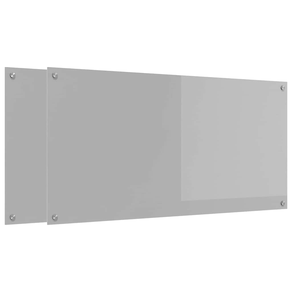 Küchenrückwand 2 pcs Hellgrau 120 x 60 cm Gehärtetes Glas