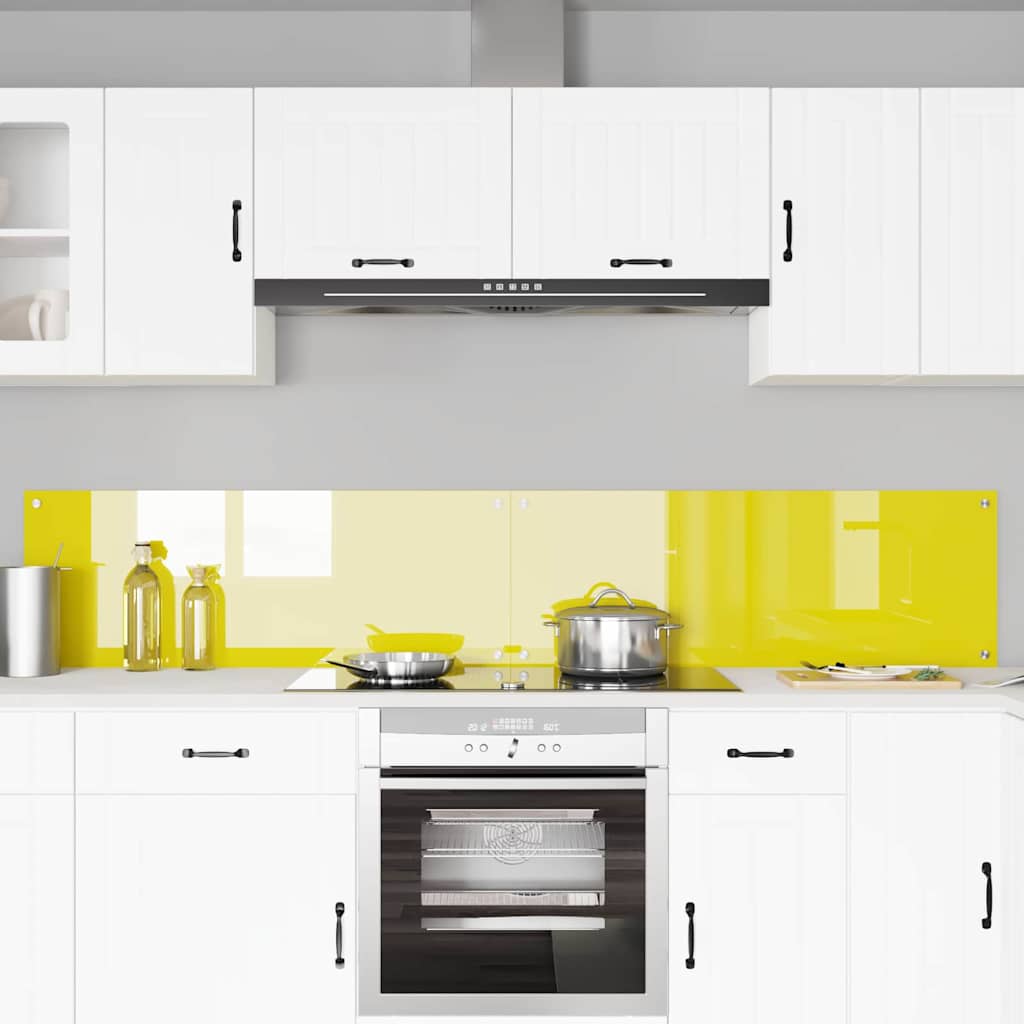Küchenrückwand 2 pcs Gelb 110 x 40 cm Gehärtetes Glas