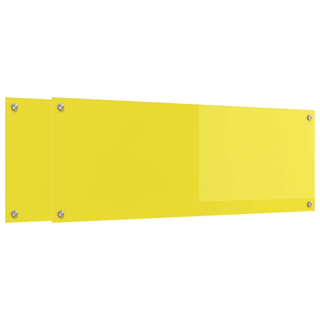 Küchenrückwand 2 pcs Gelb 110 x 40 cm Gehärtetes Glas