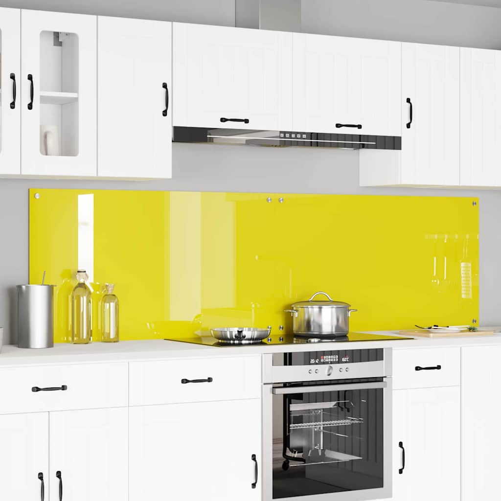 Küchenrückwand 2 pcs Gelb 110 x 60 cm Gehärtetes Glas
