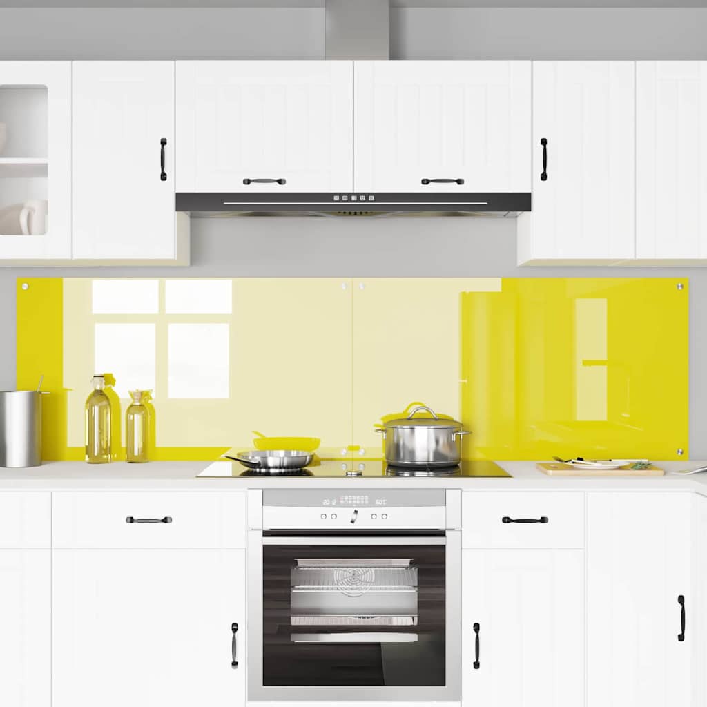 Küchenrückwand 2 pcs Gelb 110 x 60 cm Gehärtetes Glas