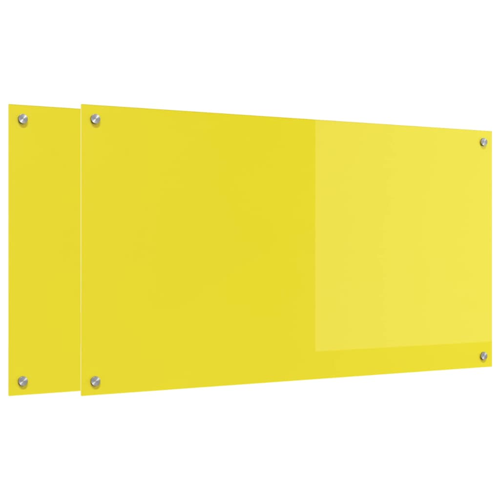 Küchenrückwand 2 pcs Gelb 110 x 60 cm Gehärtetes Glas