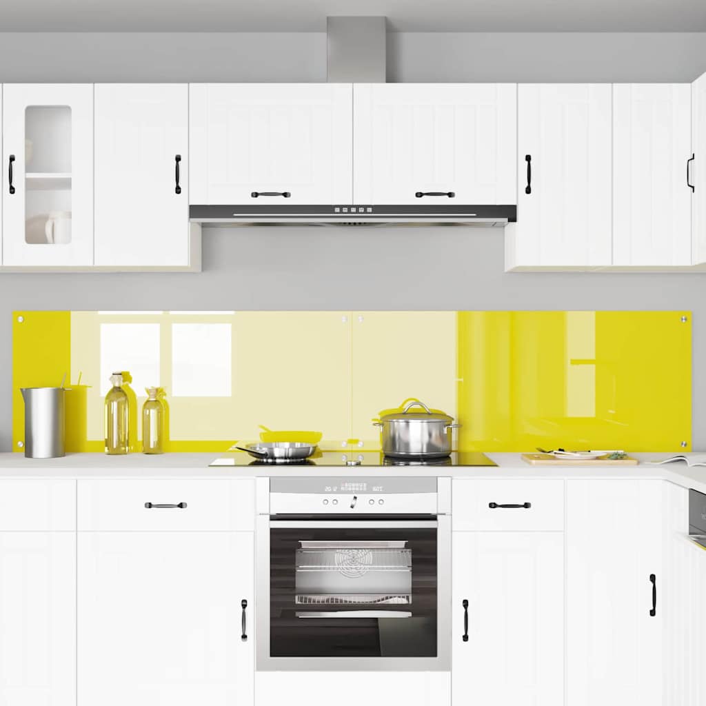 Küchenrückwand 2 pcs Gelb 120 x 50 cm Gehärtetes Glas