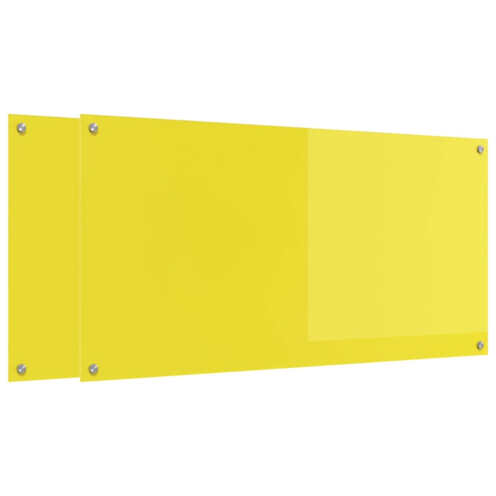 Küchenrückwand 2 pcs Gelb 120 x 60 cm Gehärtetes Glas
