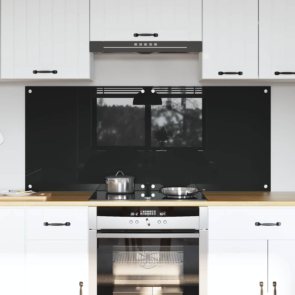 Küchenrückwand Schwarz 70 x 60 x 0.8 cm Gehärtetes Glas