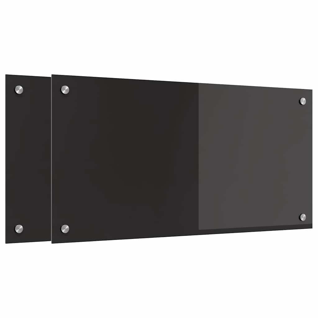 Küchenrückwand Schwarz 80 x 40 x 0.8 cm Gehärtetes Glas