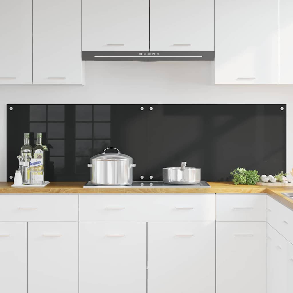 Küchenrückwand Schwarz 90 x 50 x 0.8 cm Gehärtetes Glas