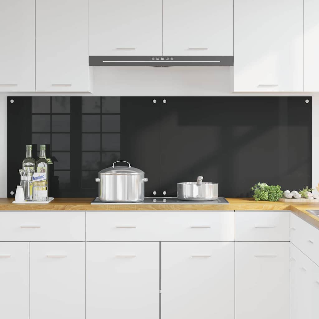 Küchenrückwand Schwarz 90 x 60 x 0.8 cm Gehärtetes Glas