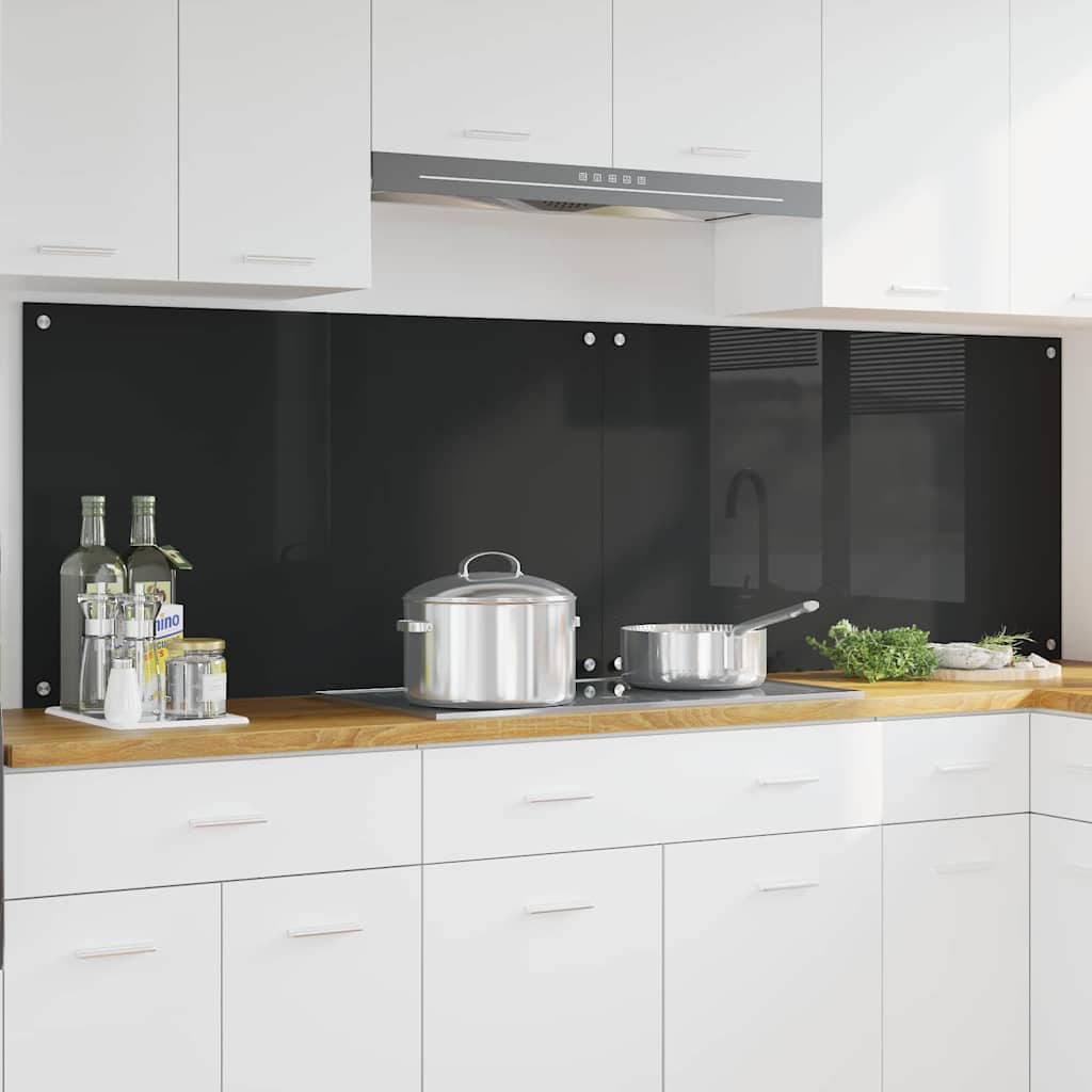 Küchenrückwand Schwarz 100 x 60 x 0.8 cm Gehärtetes Glas