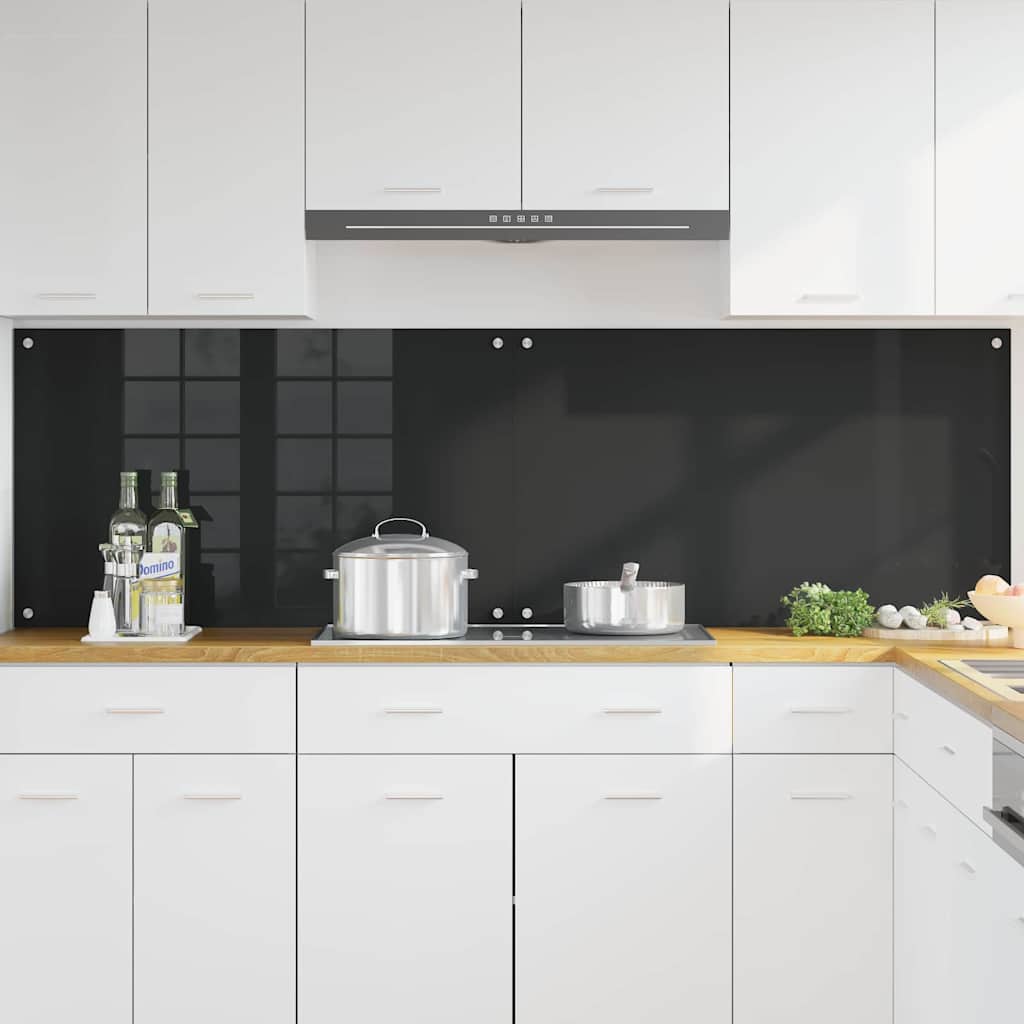 Küchenrückwand Schwarz 100 x 60 x 0.8 cm Gehärtetes Glas