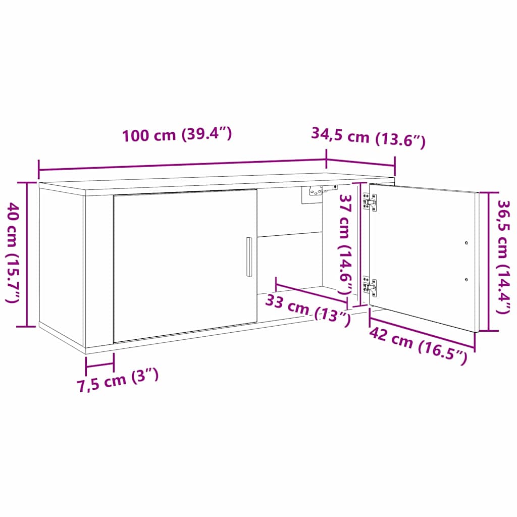 Wand-TV-Schrank Set 2 pcs Artisan-Eiche 100 x 34,5 x 40 cm