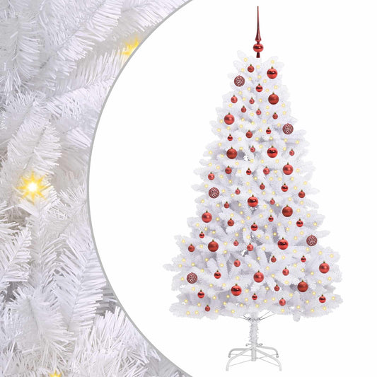 Künstlicher klappbarer Weihnachtsbaum Weiß 180 cm PVC und Stahl