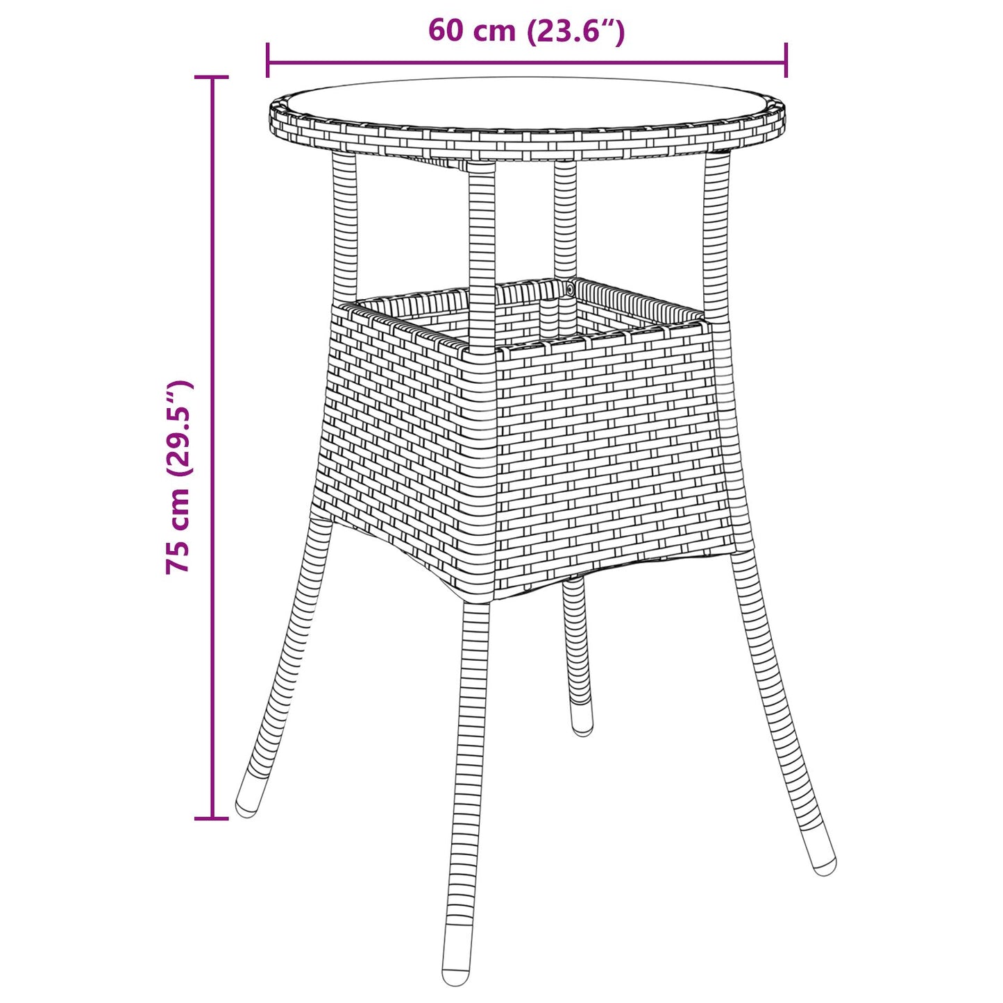 5-teilige Garten Essgruppe Braun Poly-Rattan