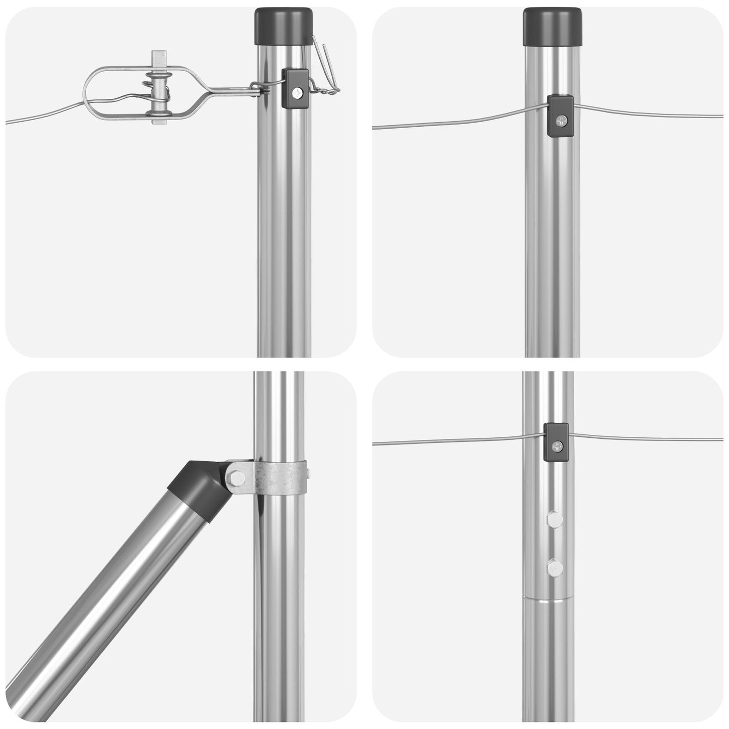 Zaunpfosten mit Spitze 26 Stück Ø32 mm 170 cm Verzinkter Stahl