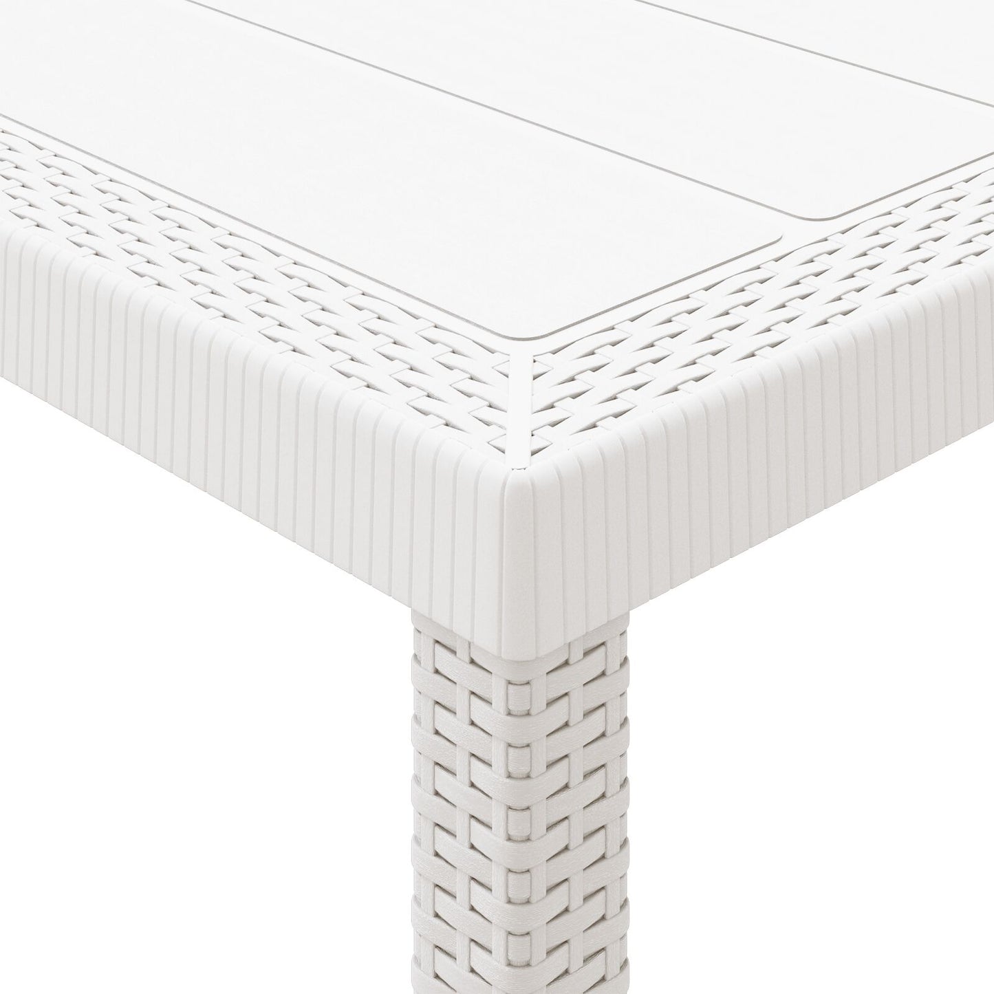 11-teiliges Garten Essgruppe mit Kissen Weiß Poly-Rattan