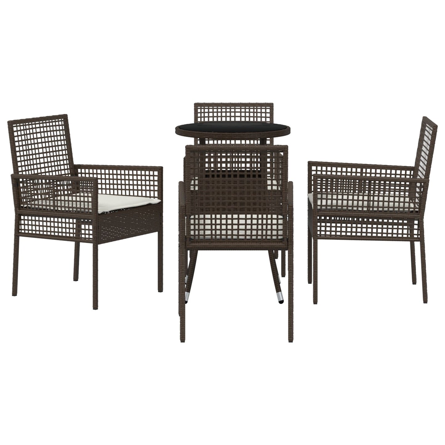 5-teilige Garten Essgruppe Braun Poly-Rattan