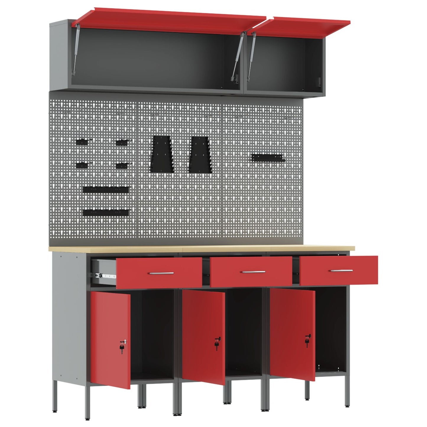 8-teiliges Werkbank-Set aus rotem Stahl