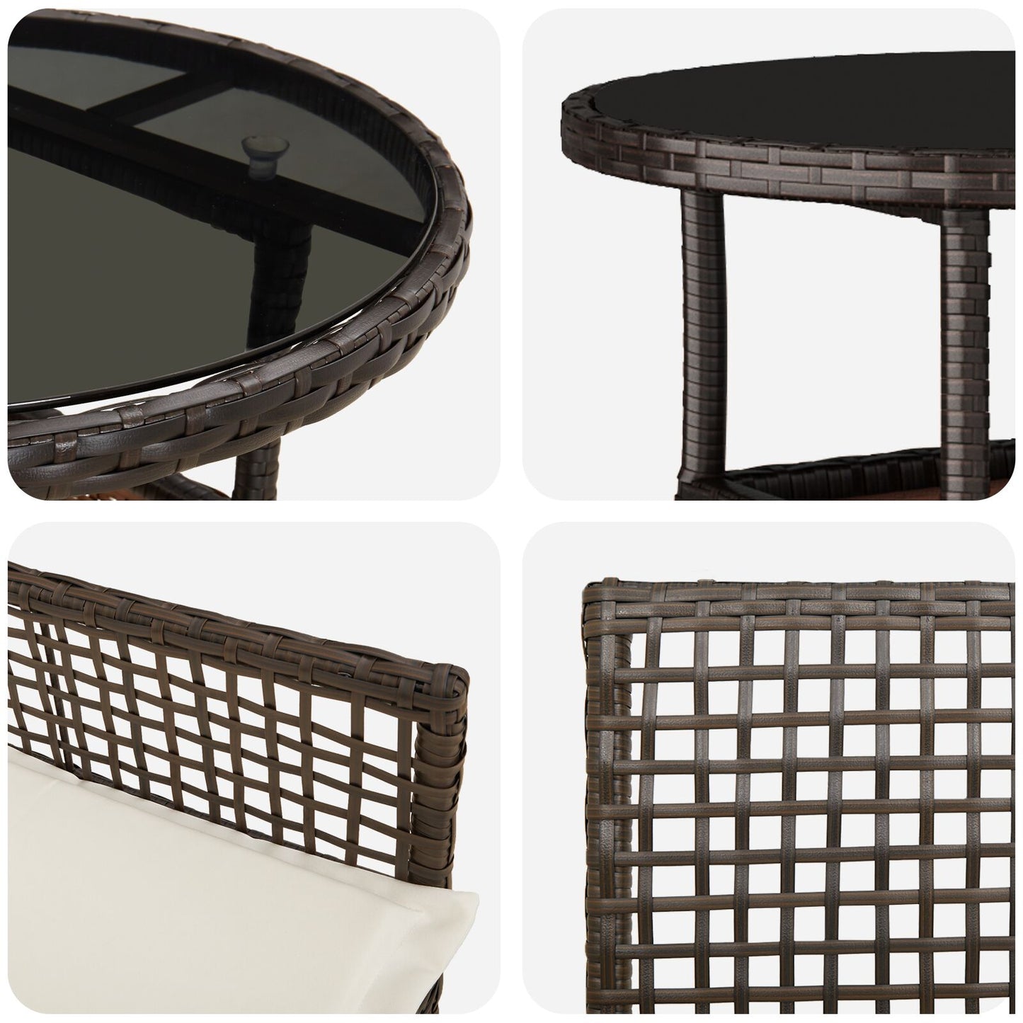 5-teilige Garten Essgruppe Braun Poly-Rattan