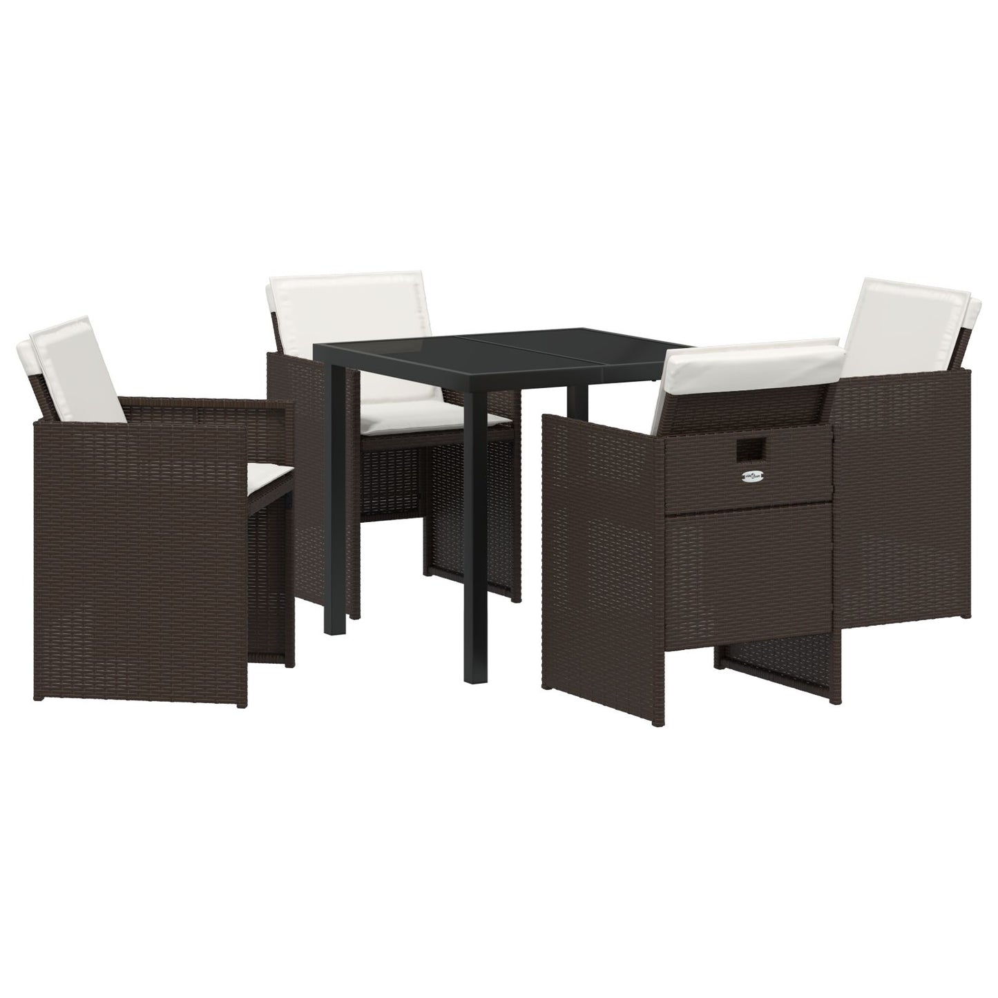5-teilige Garten-Essgruppe mit Kissen Braun Poly-Rattan