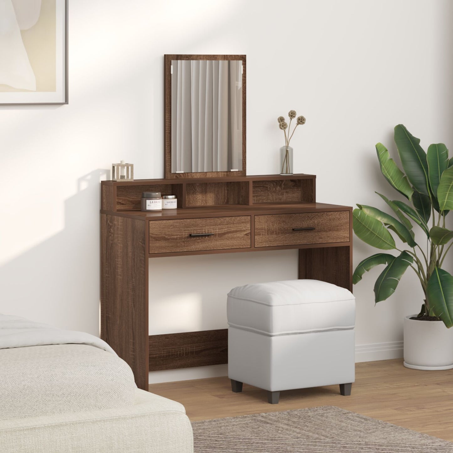Schminktisch mit Schubladen Braun Eiche 100x41x140 cm