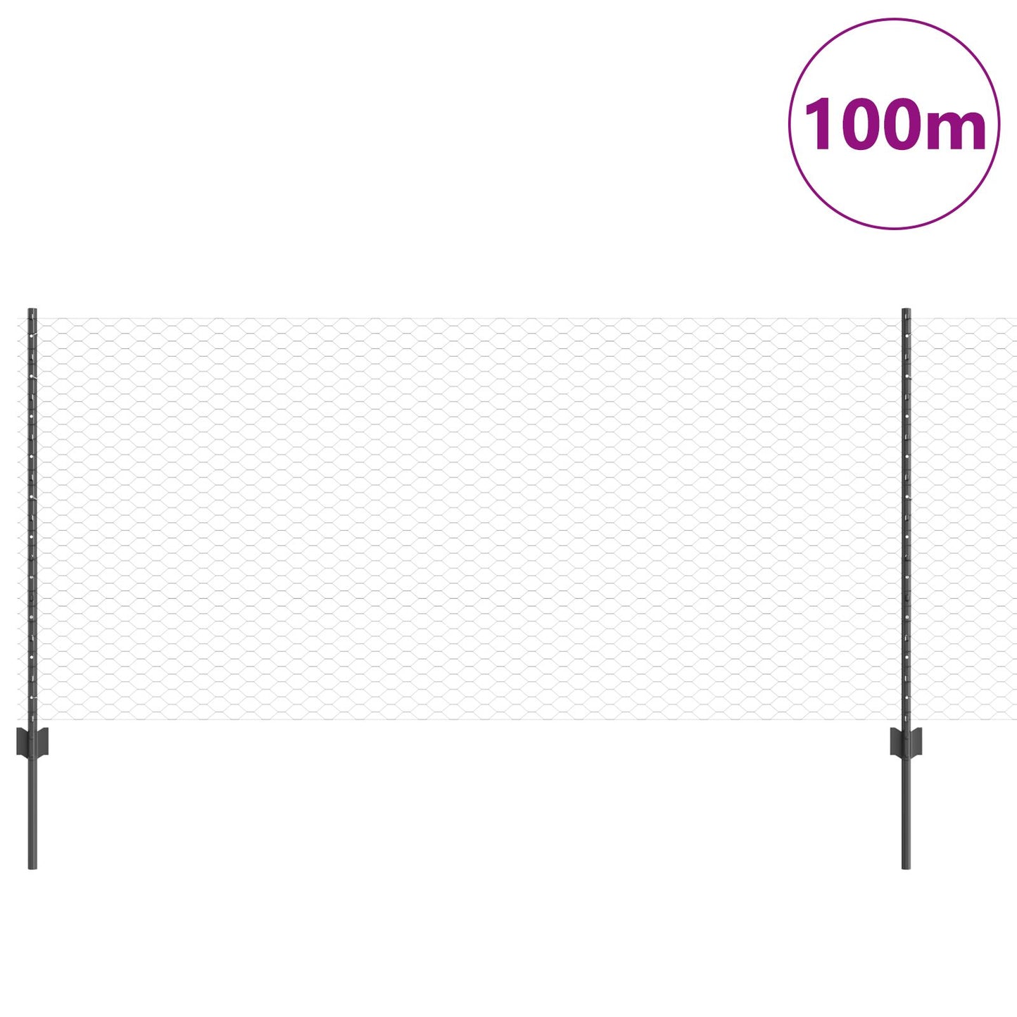 Zaunpfosten 22 Stück U-Kanal Grau 100 cm Stahl, vidaXL Sechseckzaun Grau 1x100 m Stahl