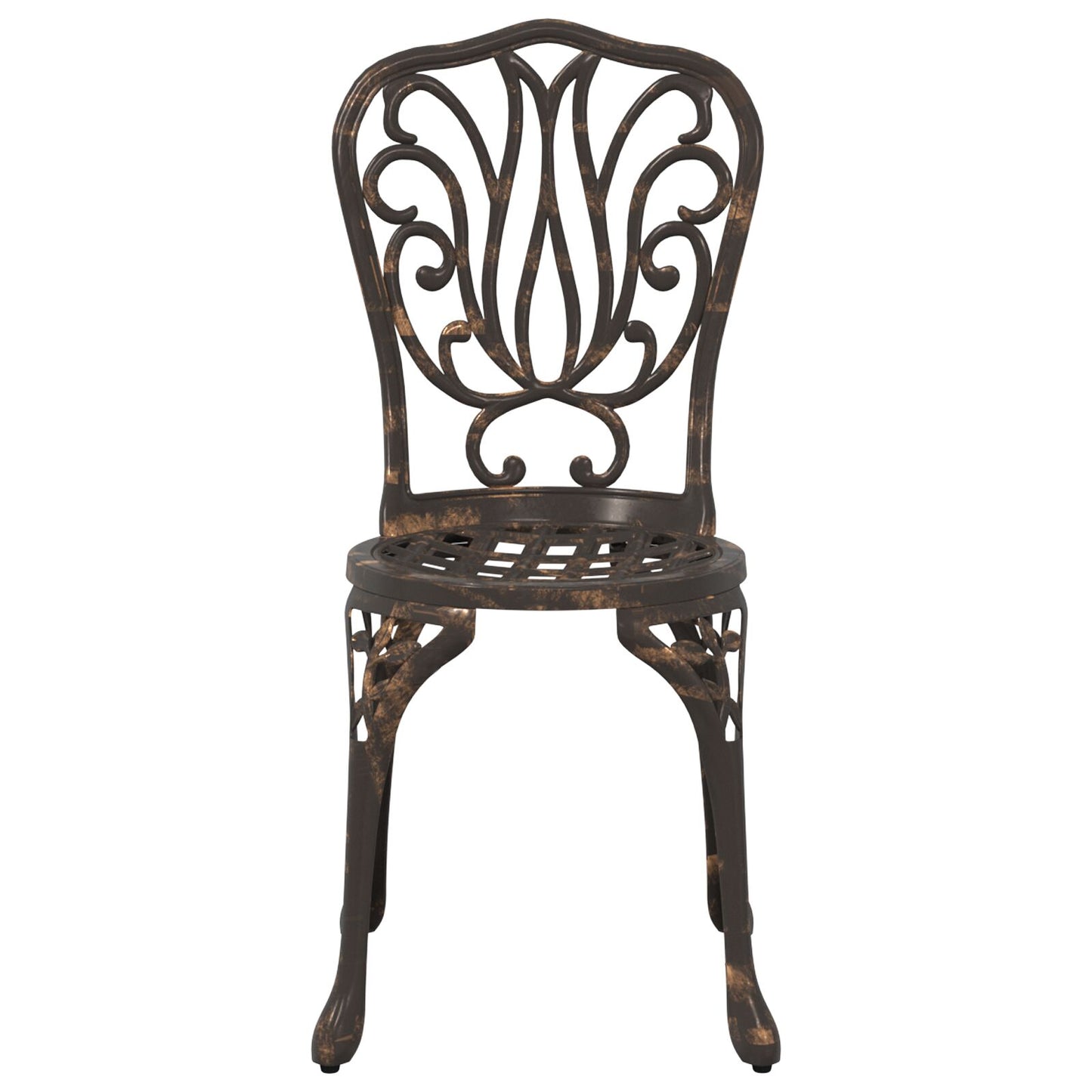 3-teiliges Garten Bistro Set aus bronziertem Gusseisen