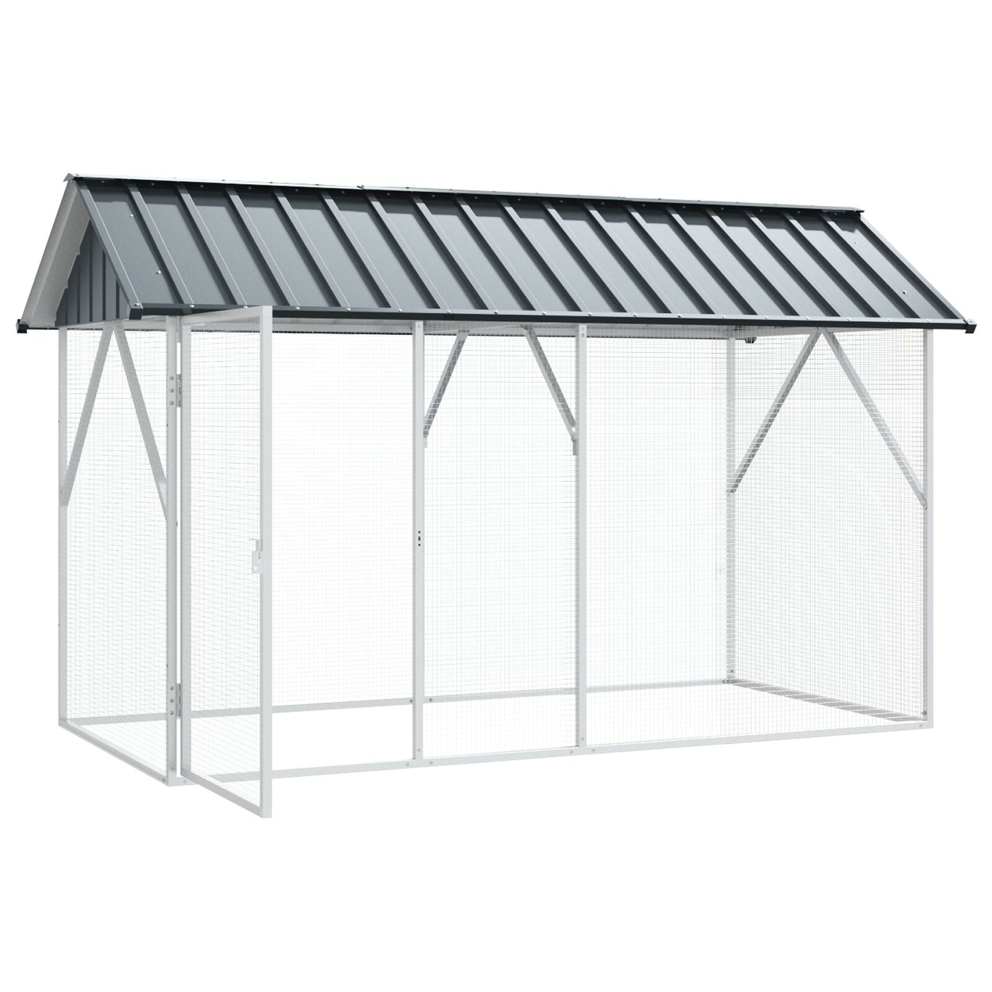 Vogelvoliere Anthrazit 112x227x141 cm Stahl