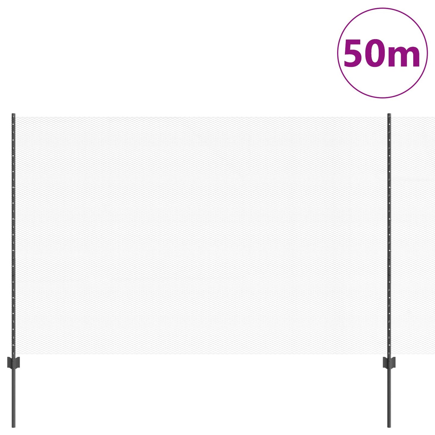 Zaunpfosten 22 Stück U-Kanal Grau 160 cm Stahl, vidaXL Sechseckzaun Grau 1,6x50 m Stahl