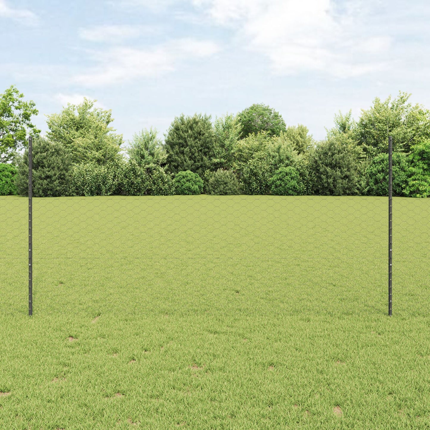 Zaunpfosten 22 Stück U-Channel Grau 120 cm Stahl, vidaXL Sechseckzaun Grau 1.2x50 m Stahl